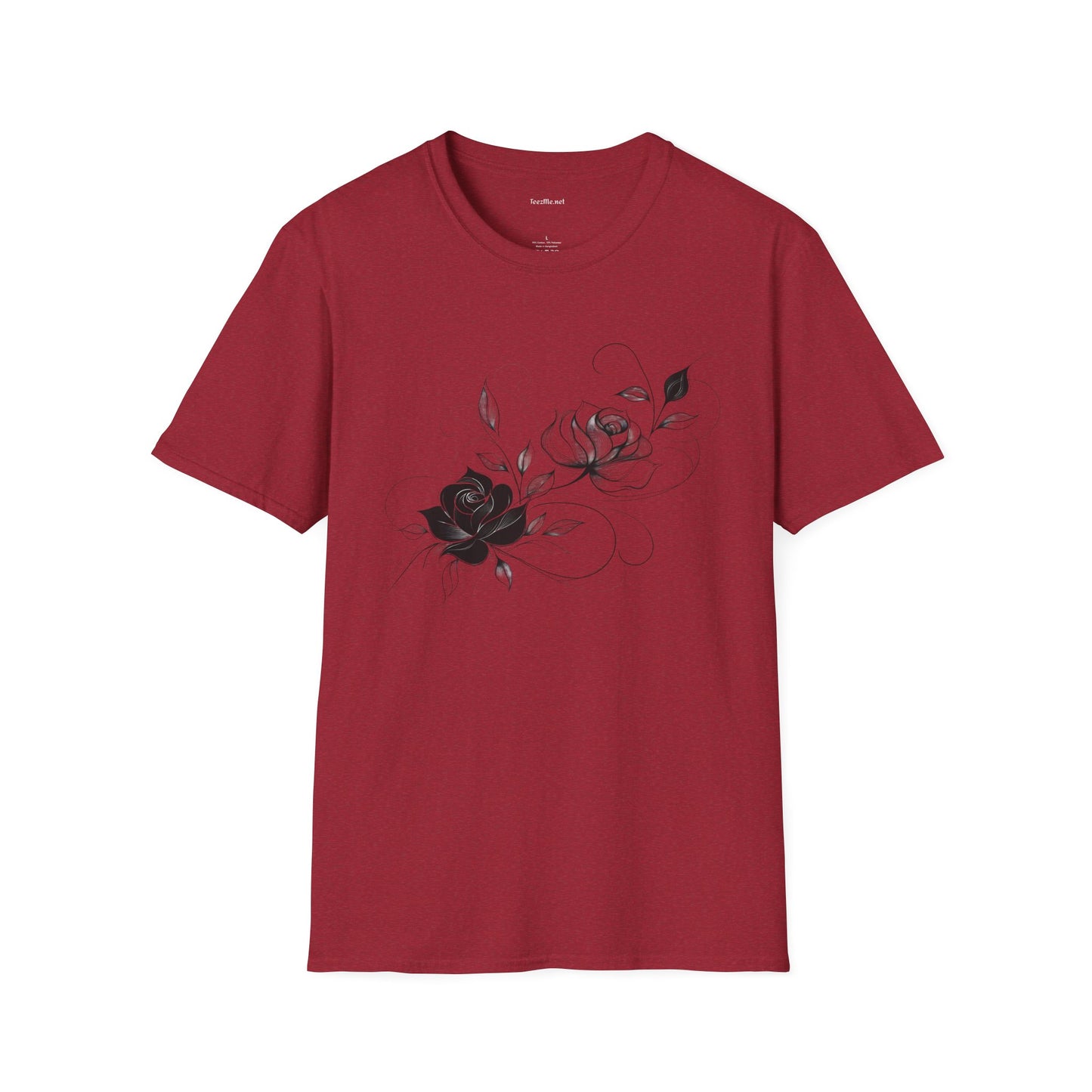 Black rose bouquet - Unisex Softstyle T-Shirt 100% Cotton Graphic