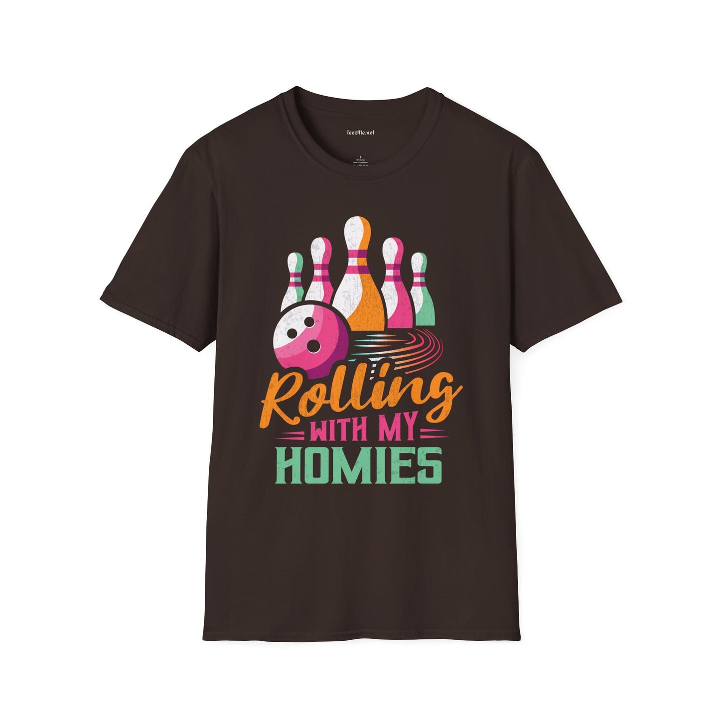 Rolling with My Homies (Bowling) Unisex Softstyle T-Shirt 100% Cotton
