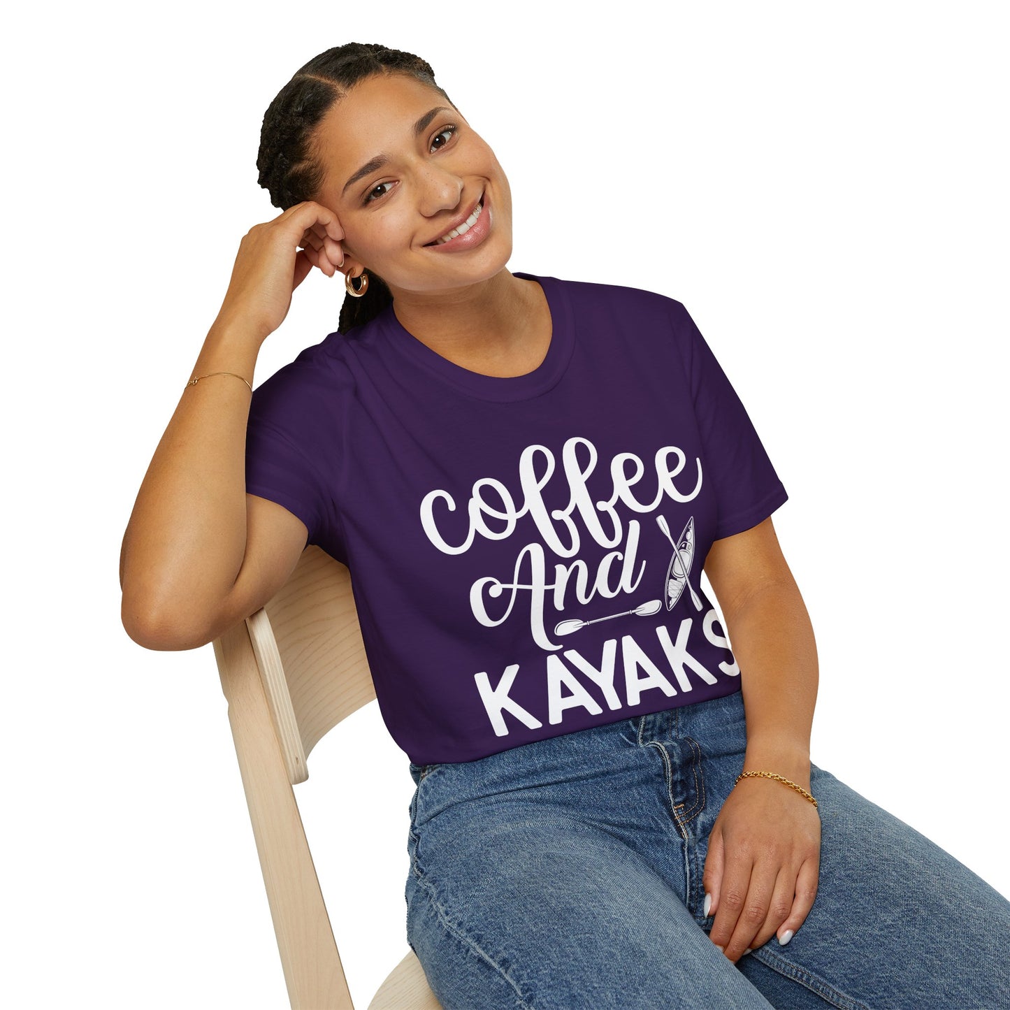 Coffee and Kayaks - Unisex Softstyle T-Shirt 100% Cotton Graphic