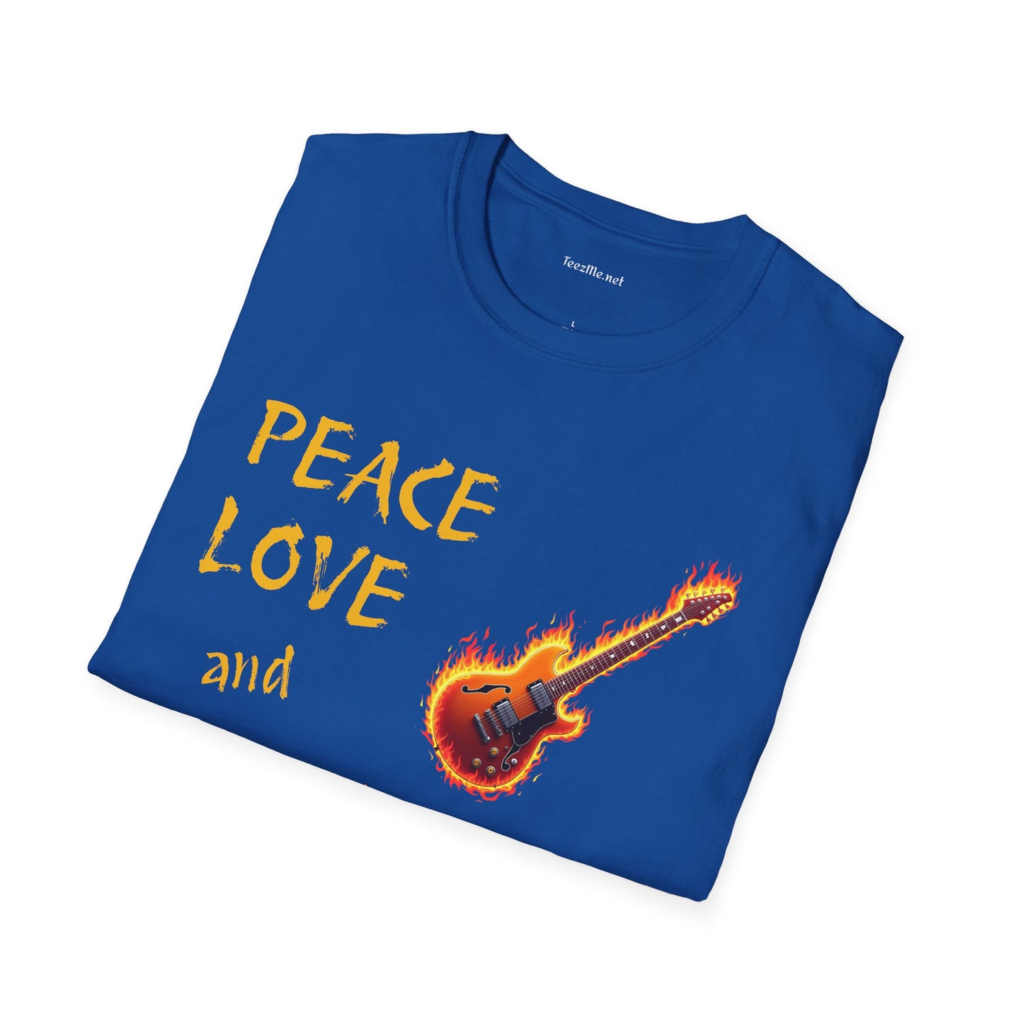 Peace Love and Rock'n Roll - Unisex Softstyle T-Shirt 100% Cotton Graphic