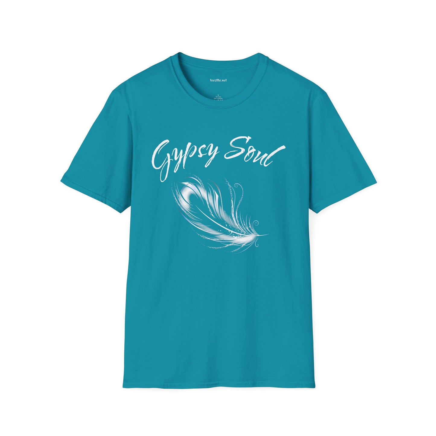 Gypsy Soul with Feather Unisex Softstyle T-Shirt 100% Cotton