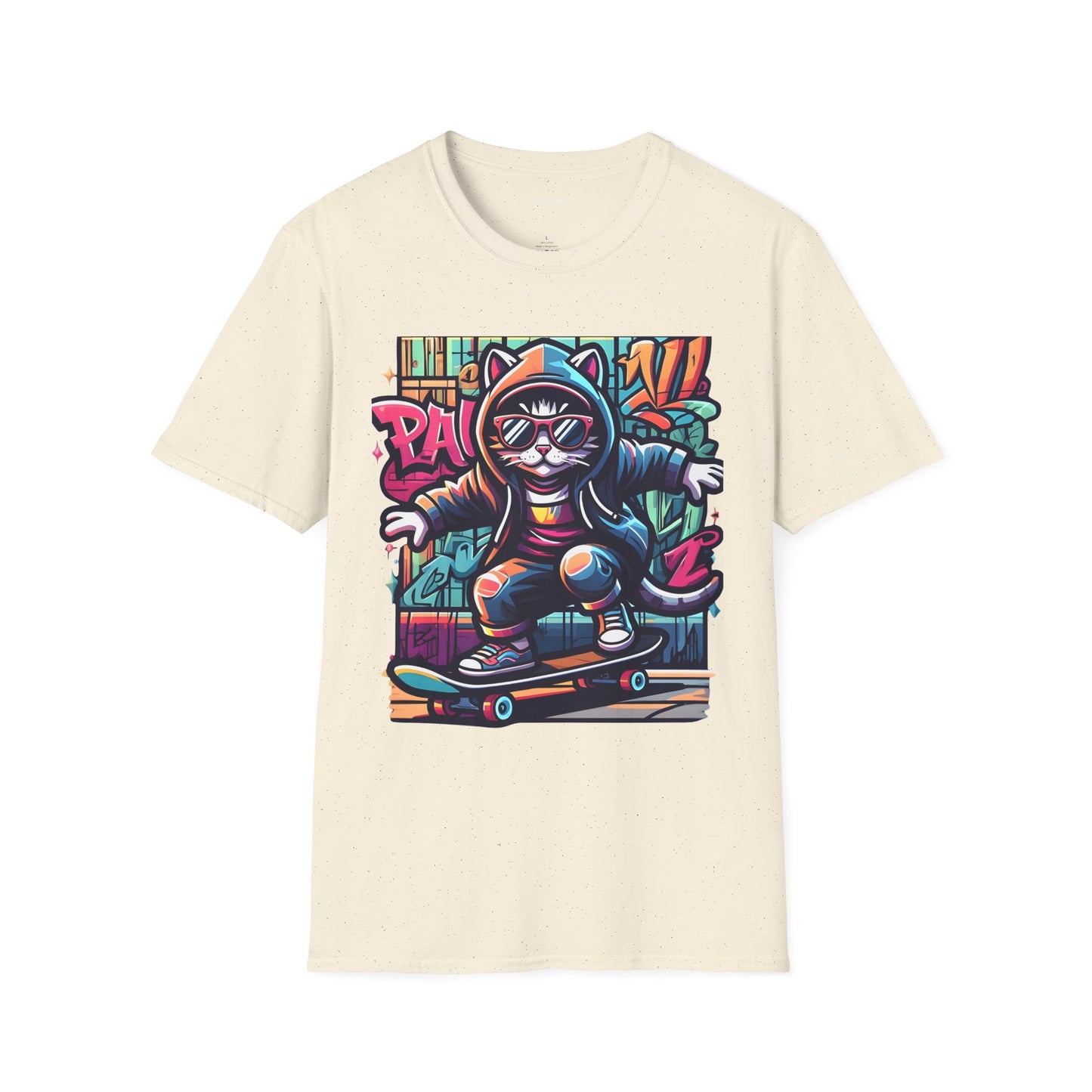 Skating Cool Cat (1) Unisex Softstyle T-Shirt 100% Cotton Graphic