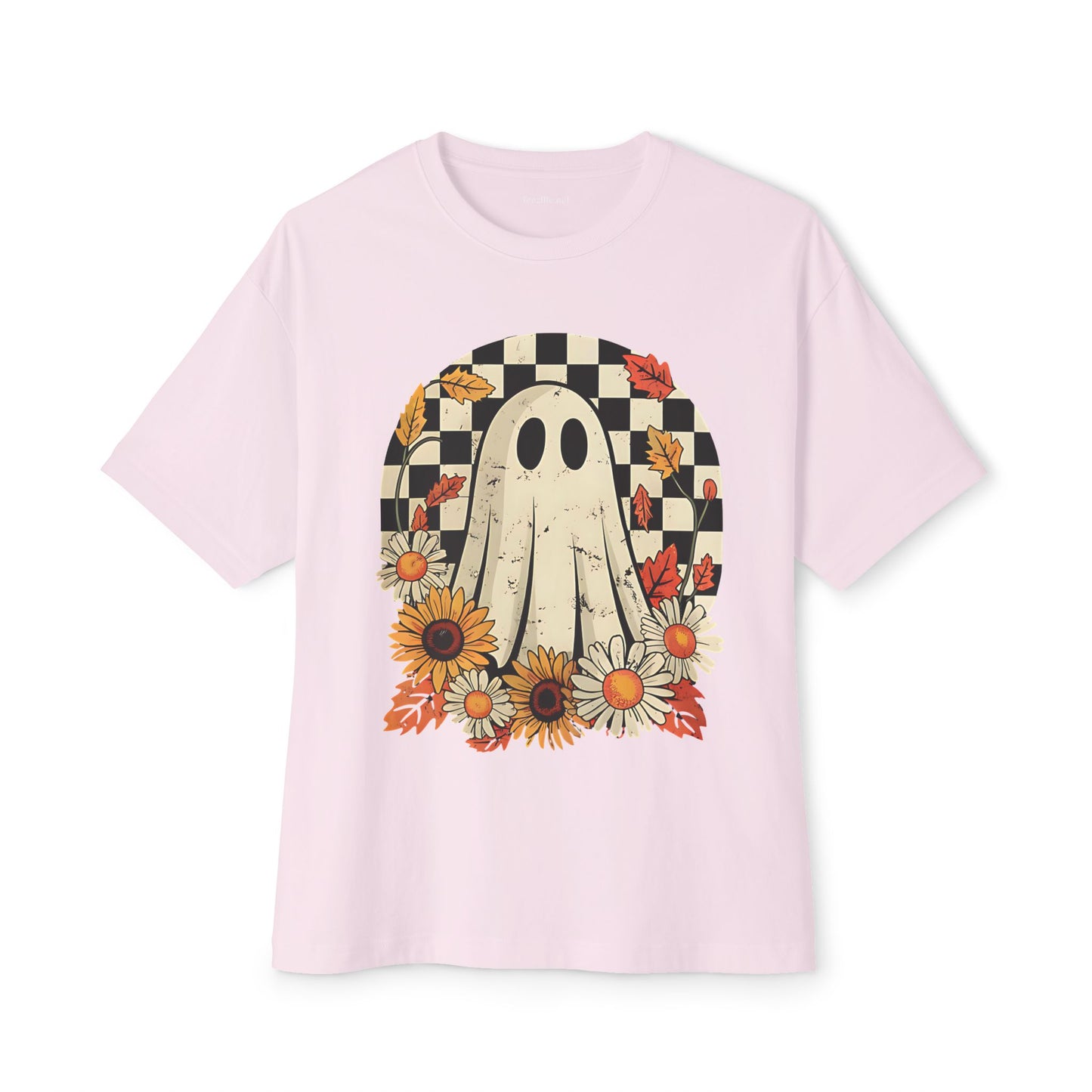 Floral Halloween Fall Ghost Unisex Oversized Boxy Tee