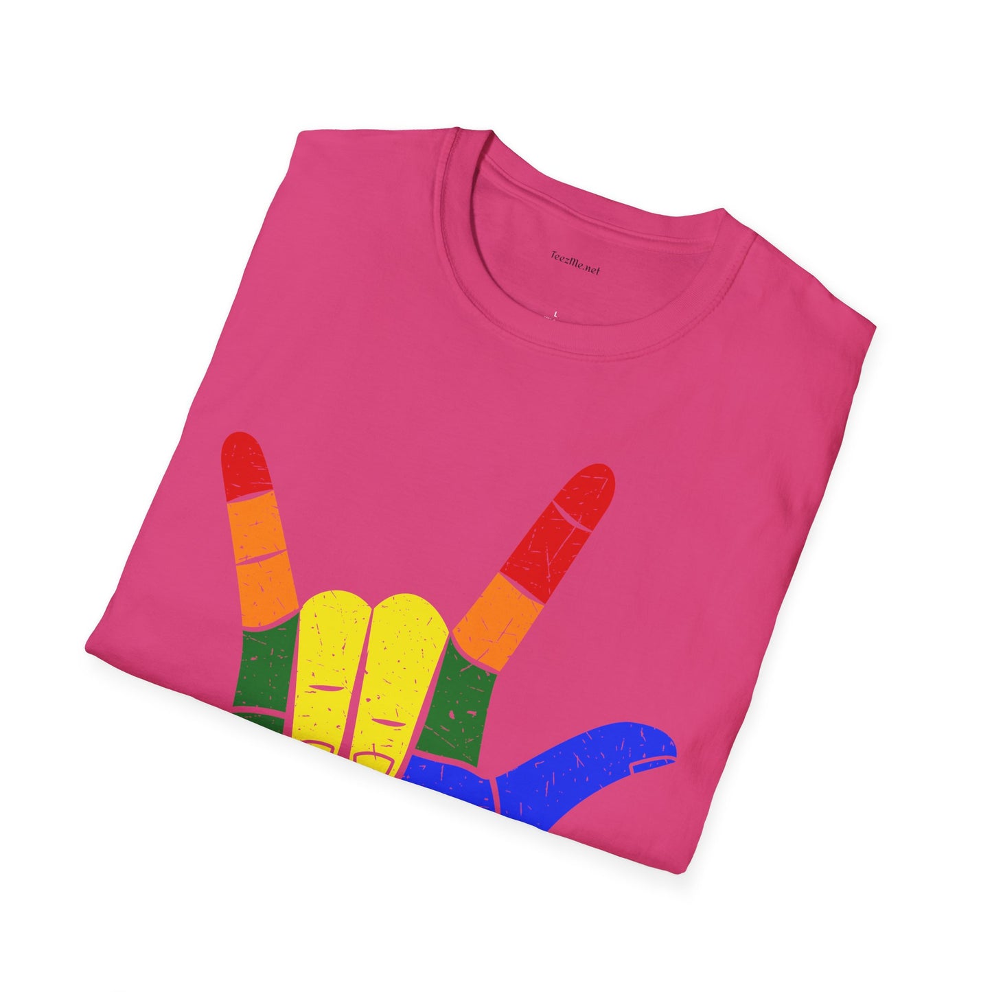 ASL Love LGBT  - Unisex Softstyle T-Shirt 100% Cotton Graphic
