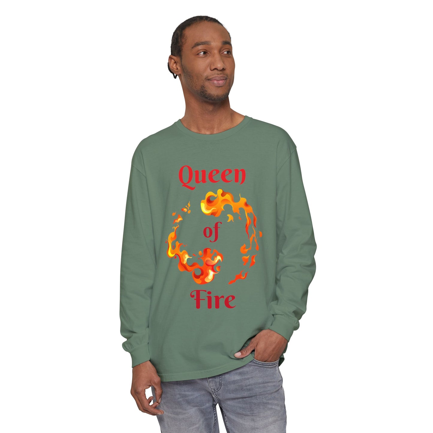 Queen of Fire - Unisex Garment-dyed Long Sleeve T-Shirt
