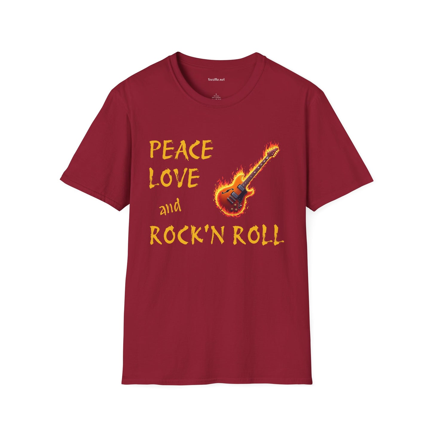 Peace Love and Rock'n Roll - Unisex Softstyle T-Shirt 100% Cotton Graphic