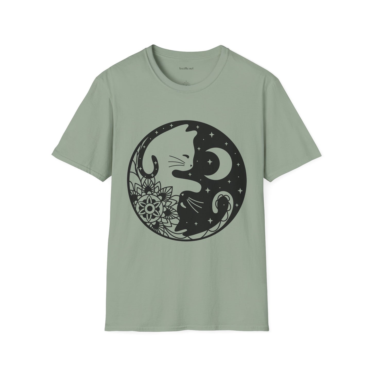 Yin Yang Cat1 Unisex Soft T-Shirt 100% Cotton Graphic