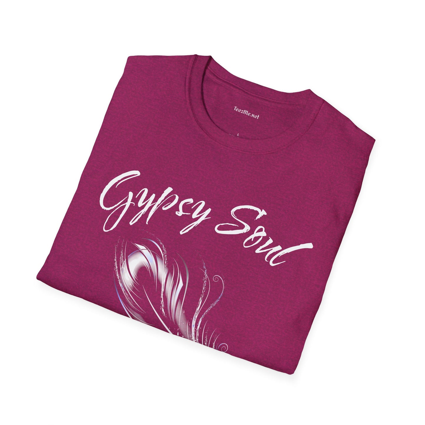 Gypsy Soul with Feather Unisex Softstyle T-Shirt 100% Cotton