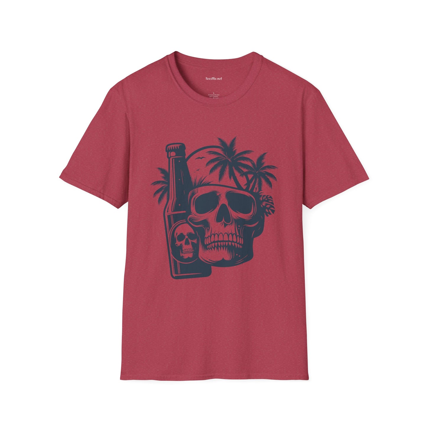Skull with Beer 01 Unisex Softstyle T-Shirt 100% Cotton