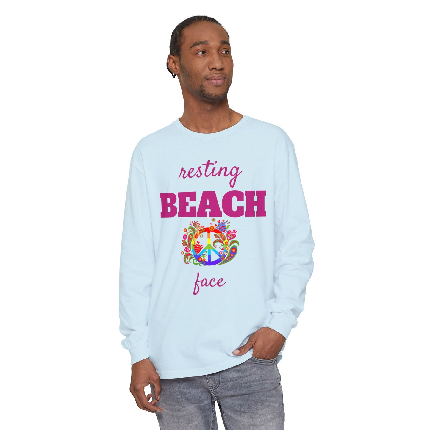 Resting Beach Face - Unisex Garment-dyed Long Sleeve T-Shirt