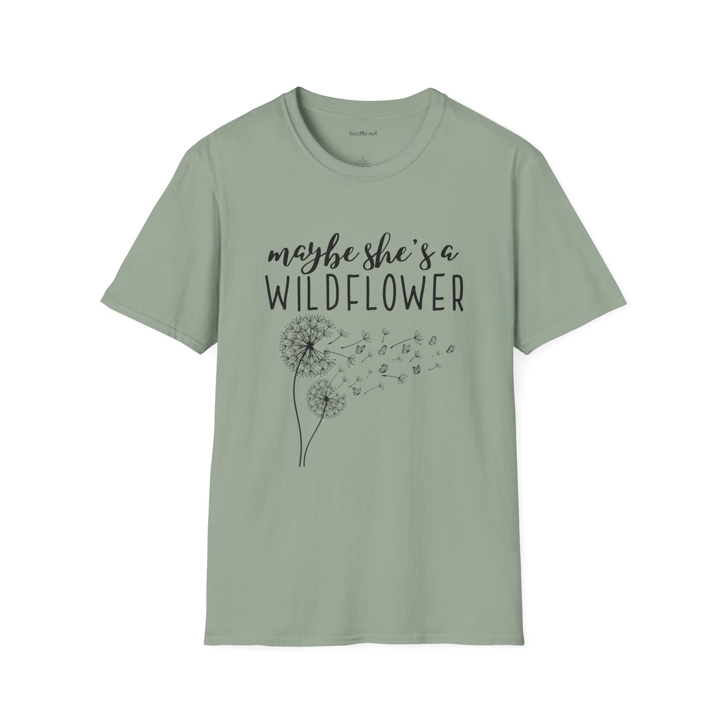 Maybe she's a Wildflower with dandelion Unisex Softstyle T-Shirt 100% Cotton Graphic