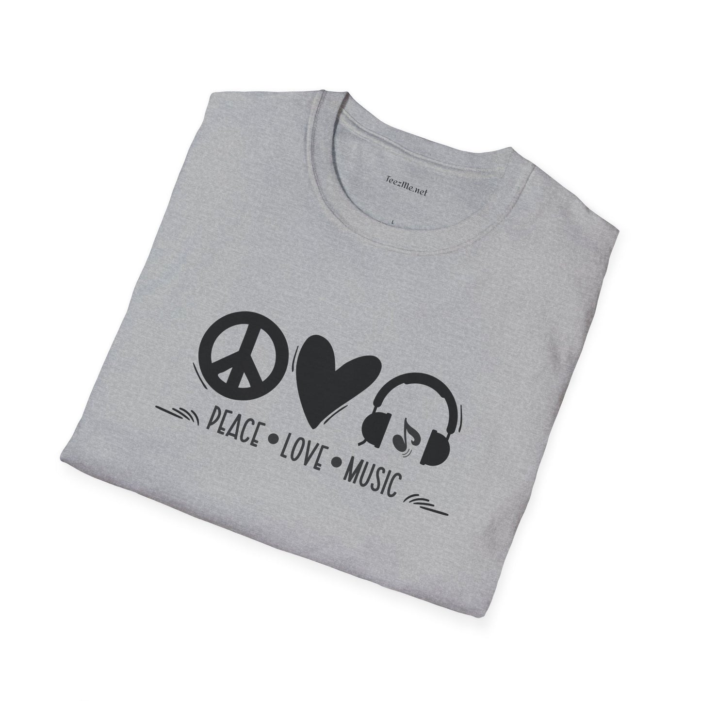 Peace Love Music - Unisex Softstyle T-Shirt 100% Cotton Graphic