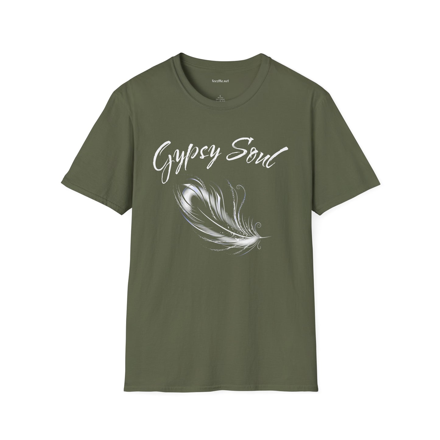 Gypsy Soul with Feather Unisex Softstyle T-Shirt 100% Cotton