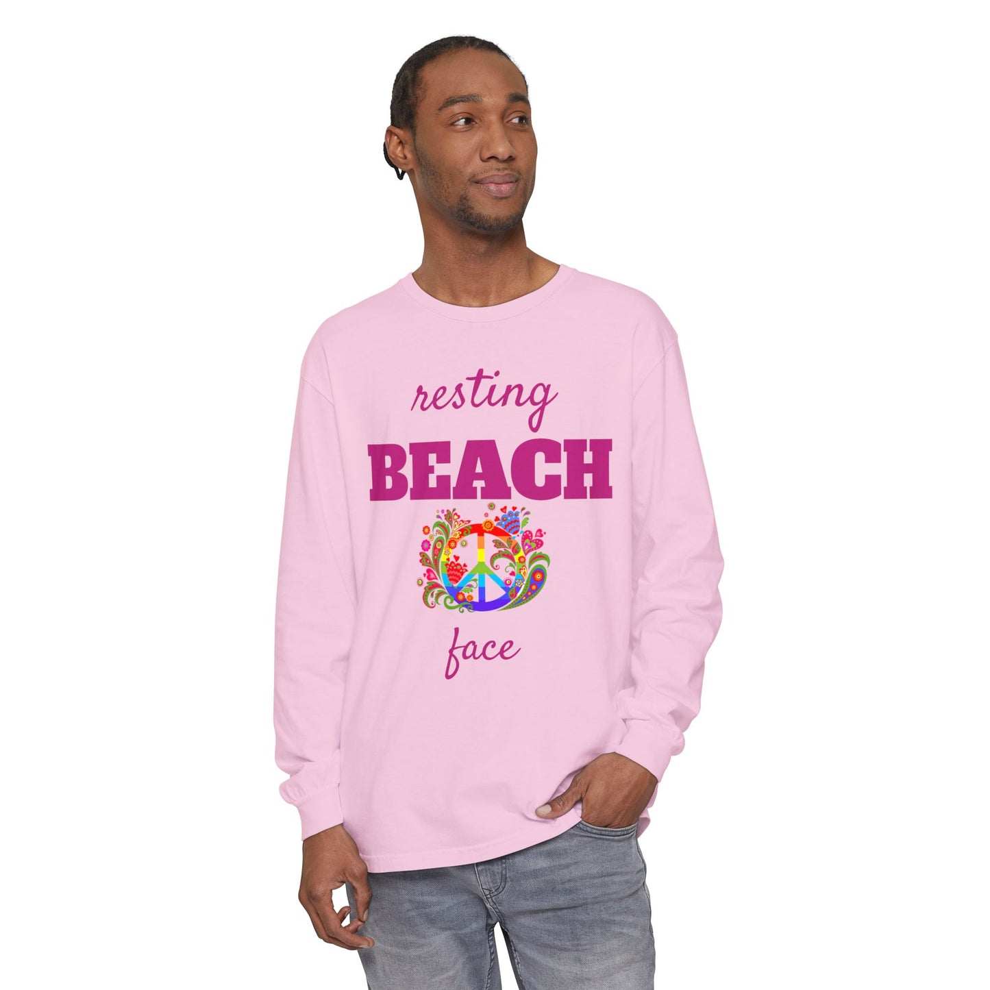Resting Beach Face - Unisex Garment-dyed Long Sleeve T-Shirt