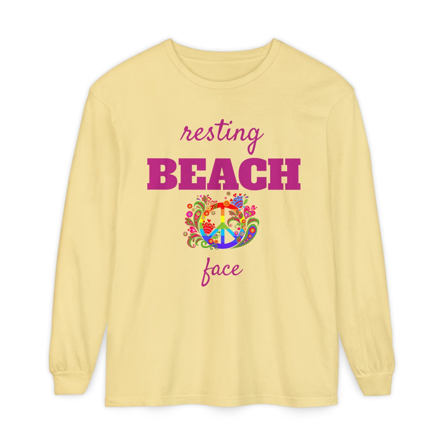 Resting Beach Face - Unisex Garment-dyed Long Sleeve T-Shirt