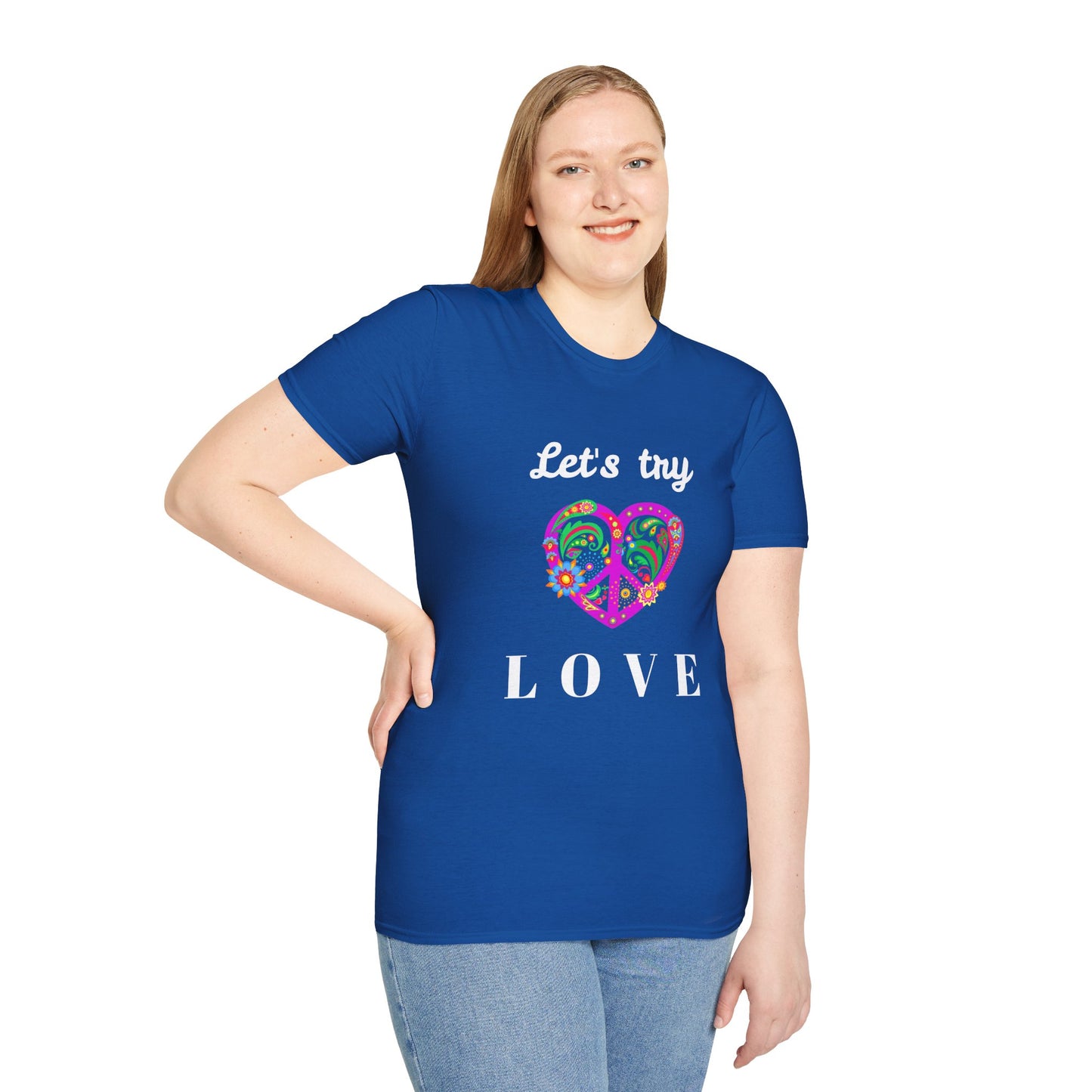 Let's Try Love - Unisex Softstyle T-Shirt 100% Cotton Graphic