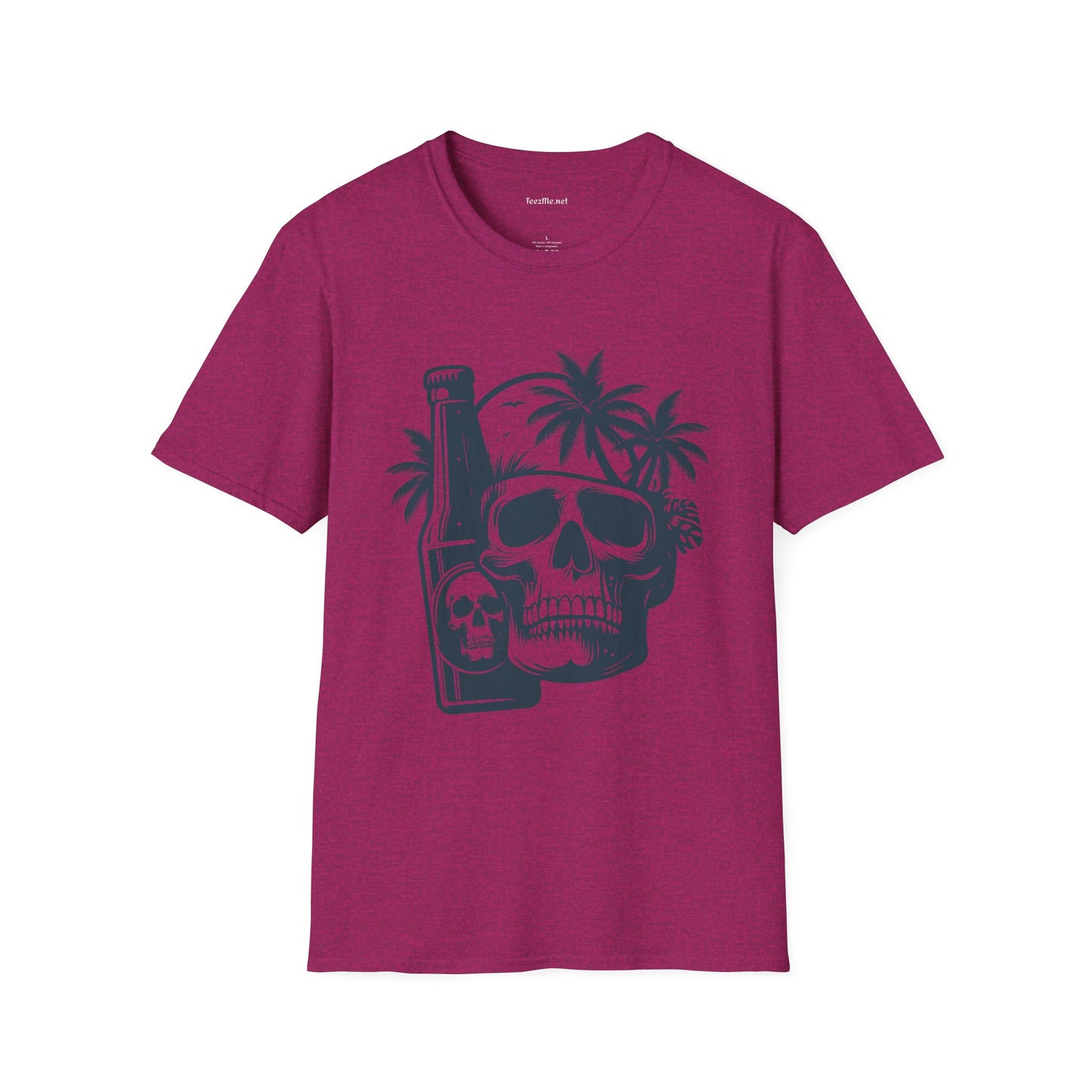 Skull with Beer 01 Unisex Softstyle T-Shirt 100% Cotton