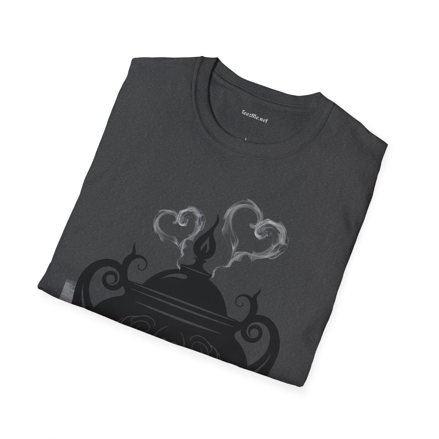 Black Cauldron with Hearts Unisex Soft T-Shirt 100% Cotton Graphic
