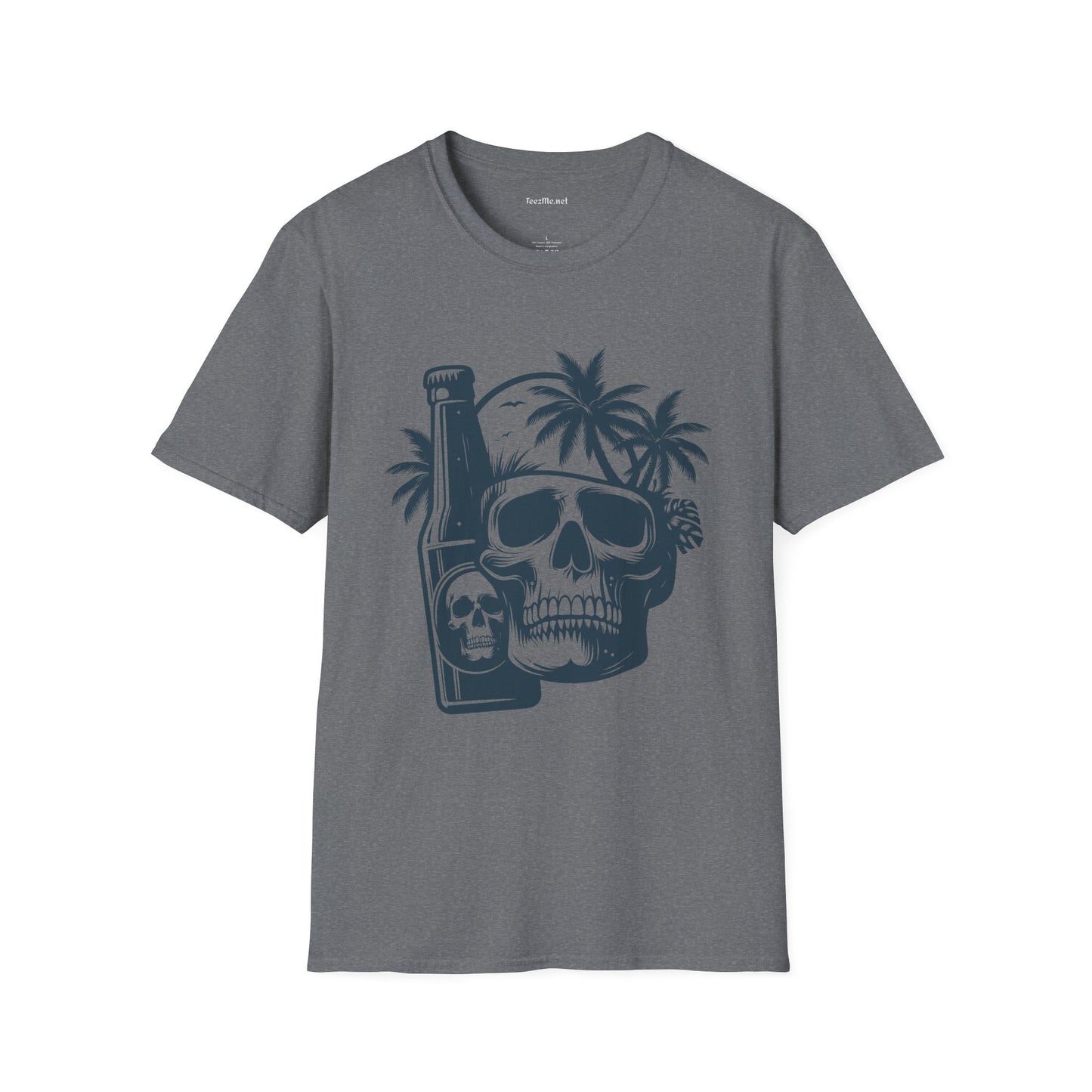Skull with Beer 01 Unisex Softstyle T-Shirt 100% Cotton