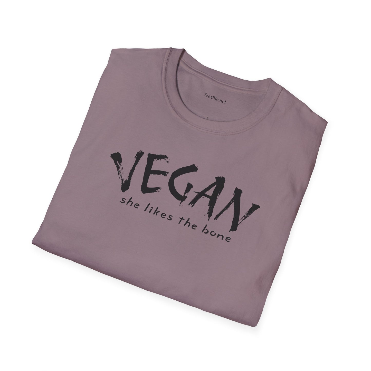VEGAN she likes the bone Unisex Softstyle T-Shirt 100% Cotton Graphic