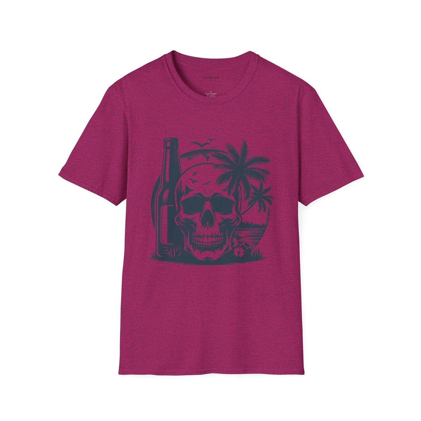 Skull with Beer 02 Unisex Softstyle T-Shirt 100% Cotton