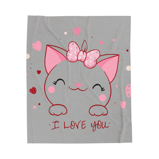 Kitty Love Velveteen Plush Blanket