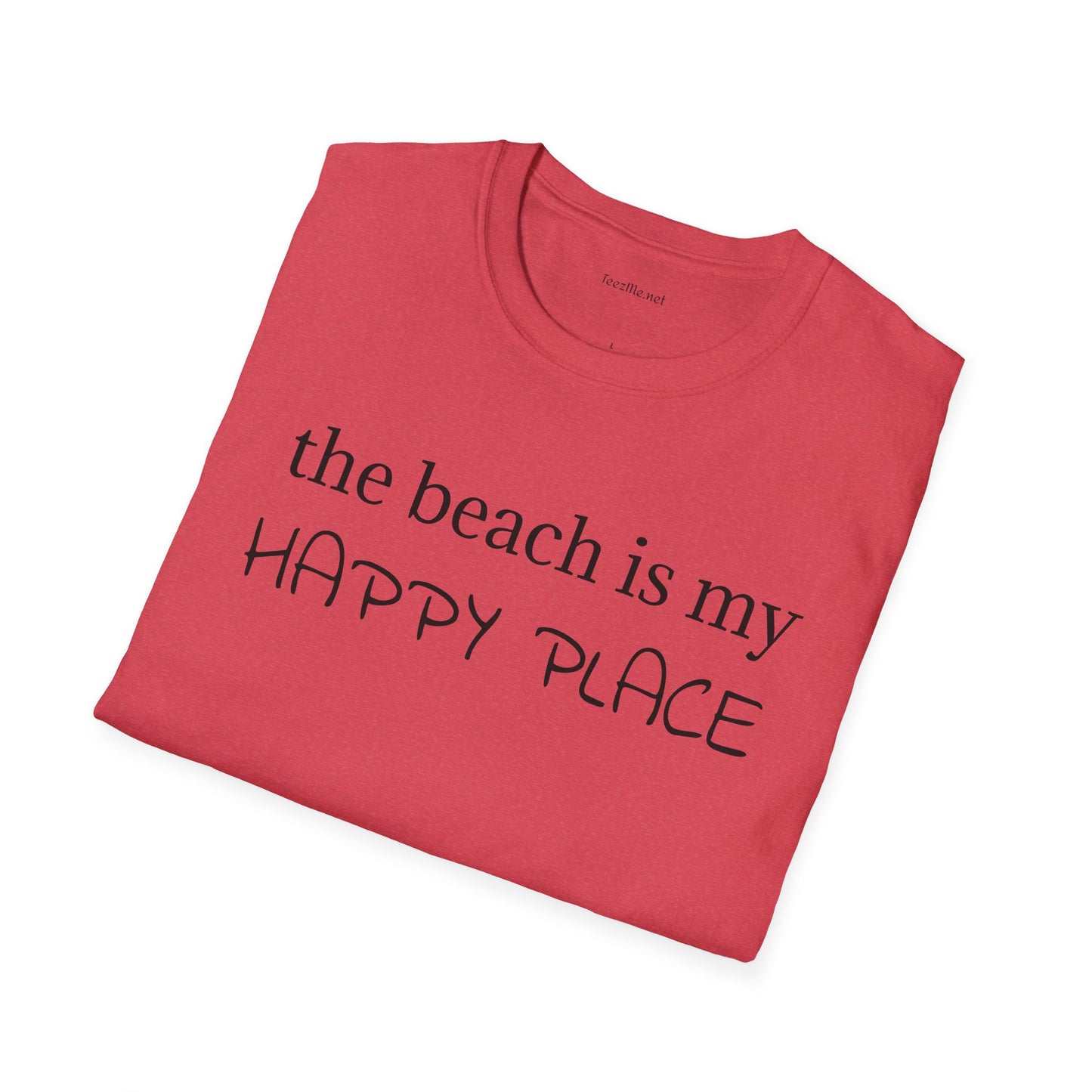 The beach is my happy place - Unisex Softstyle T-Shirt 100% Cotton Graphic