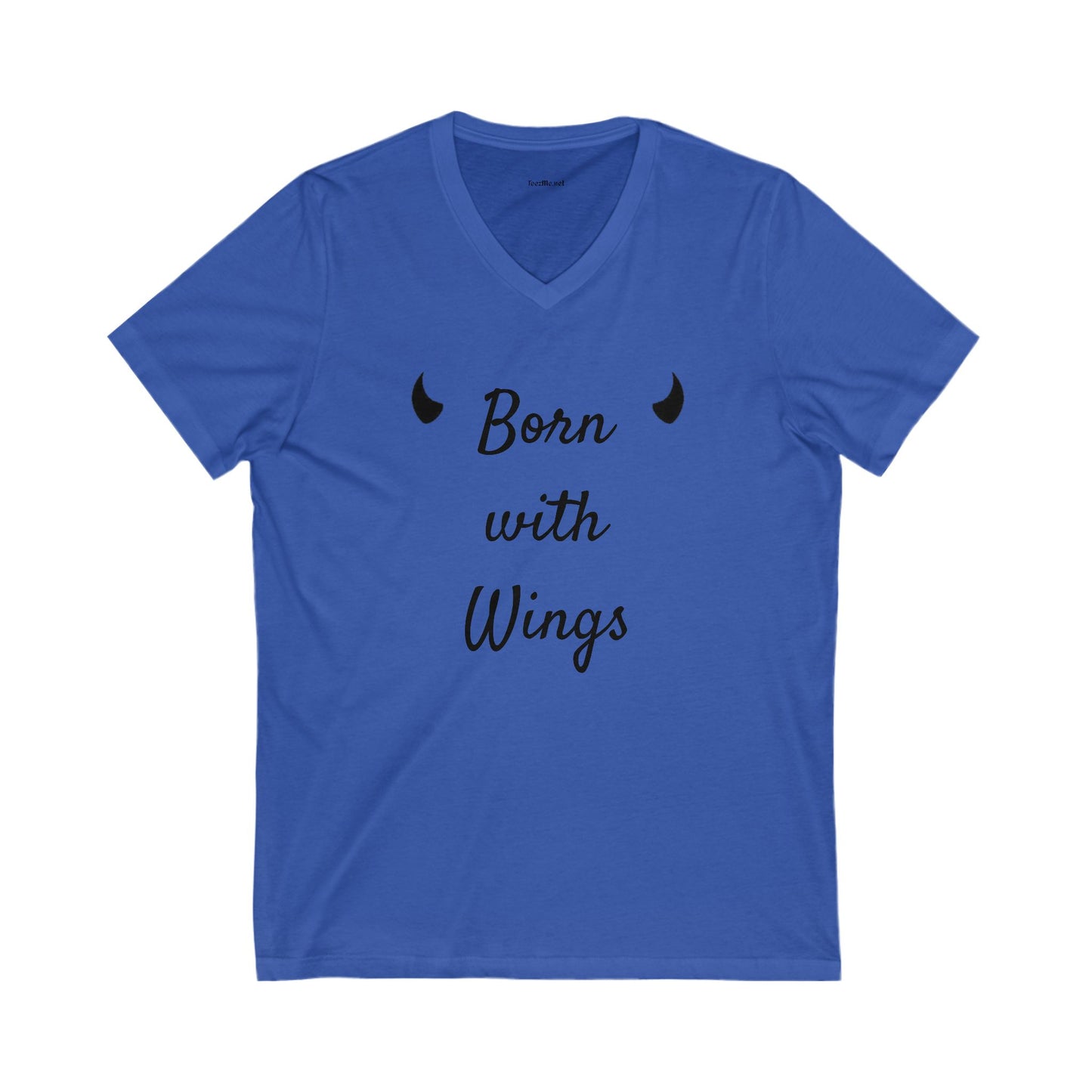 Born with Wings - Unisex Jersey Short Sleeve V-Neck Tee