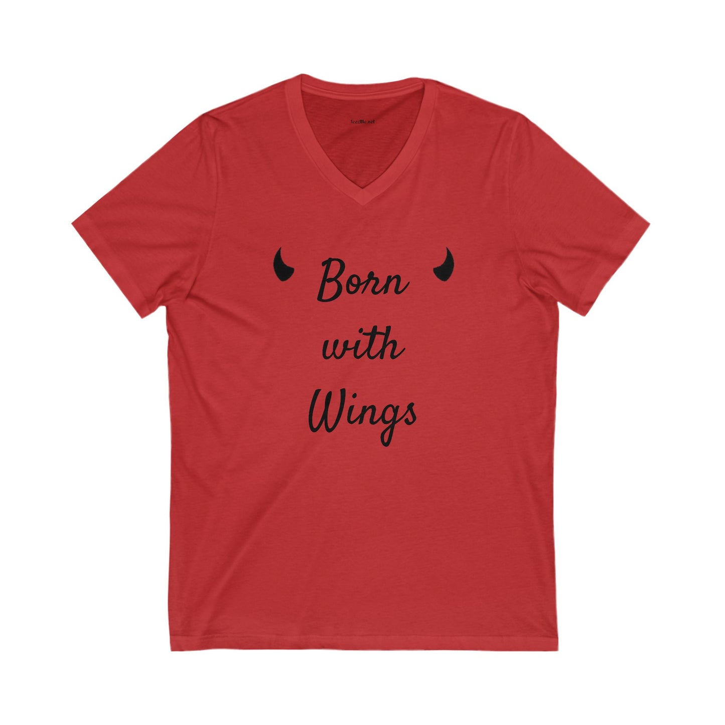 Born with Wings - Unisex Jersey Short Sleeve V-Neck Tee