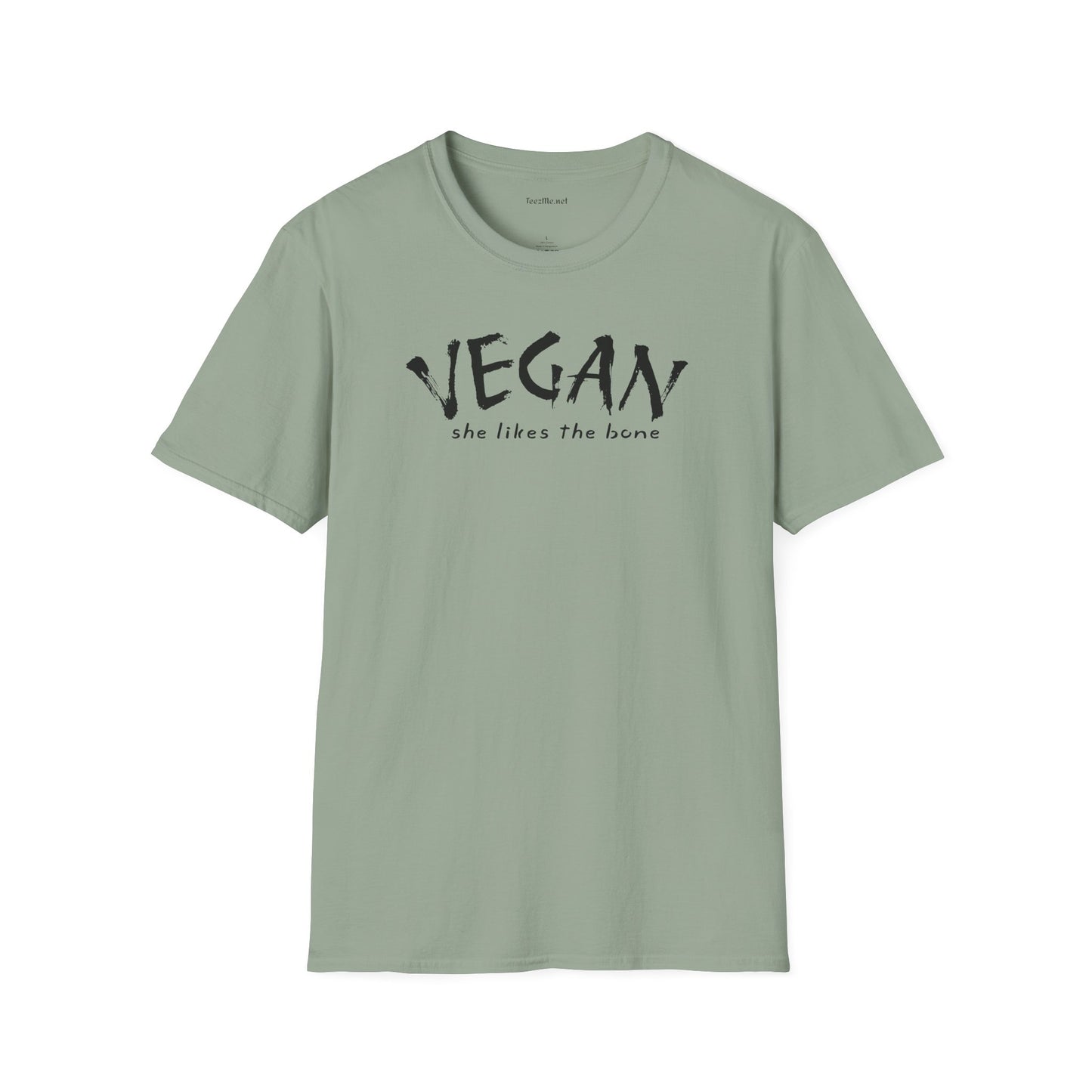 VEGAN she likes the bone Unisex Softstyle T-Shirt 100% Cotton Graphic
