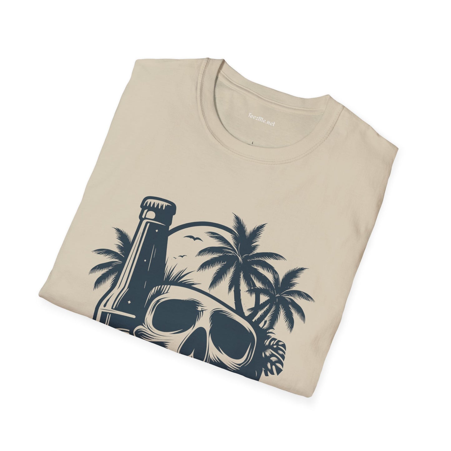 Skull with Beer 01 Unisex Softstyle T-Shirt 100% Cotton