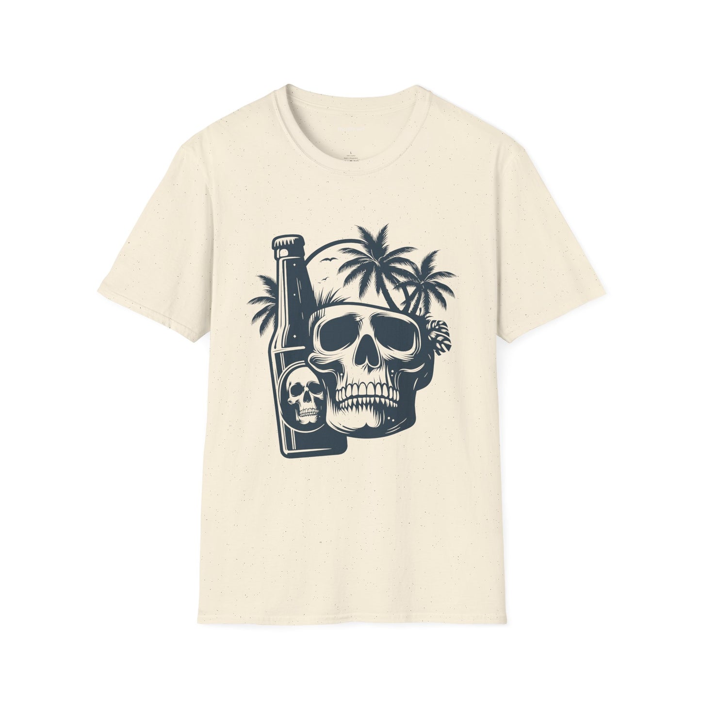 Skull with Beer 01 Unisex Softstyle T-Shirt 100% Cotton