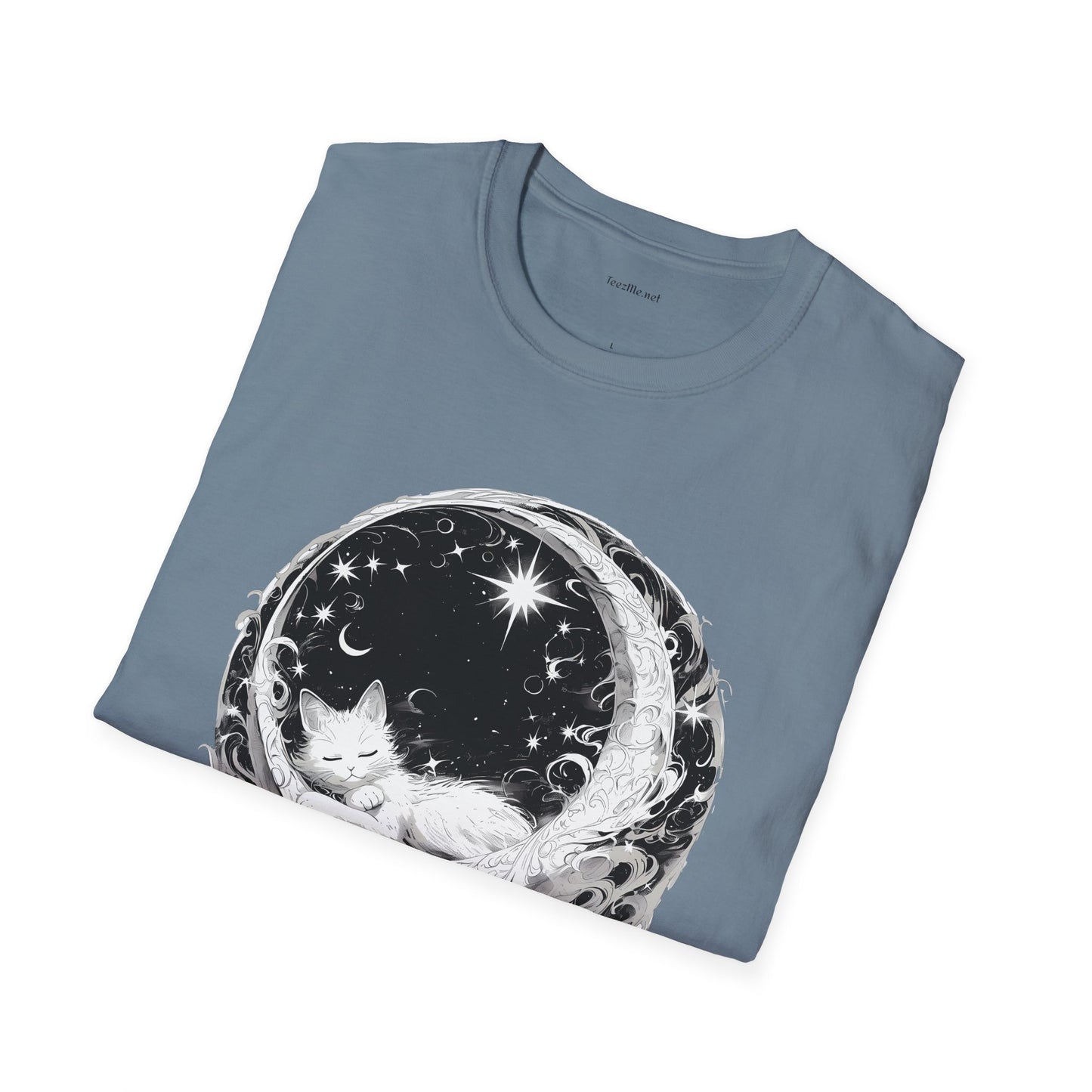 Moon Cat - Unisex Softstyle T-Shirt 100% Cotton Graphic