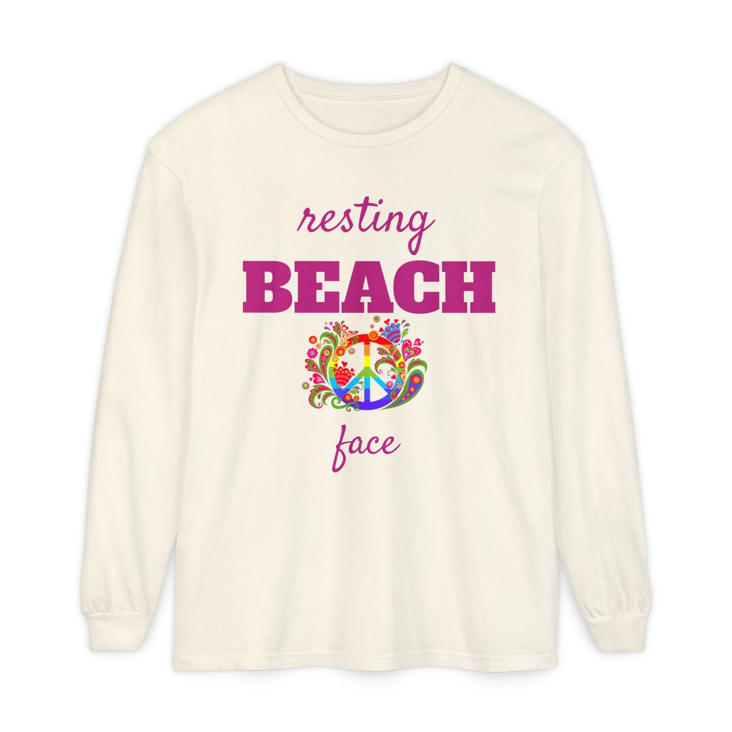 Resting Beach Face - Unisex Garment-dyed Long Sleeve T-Shirt