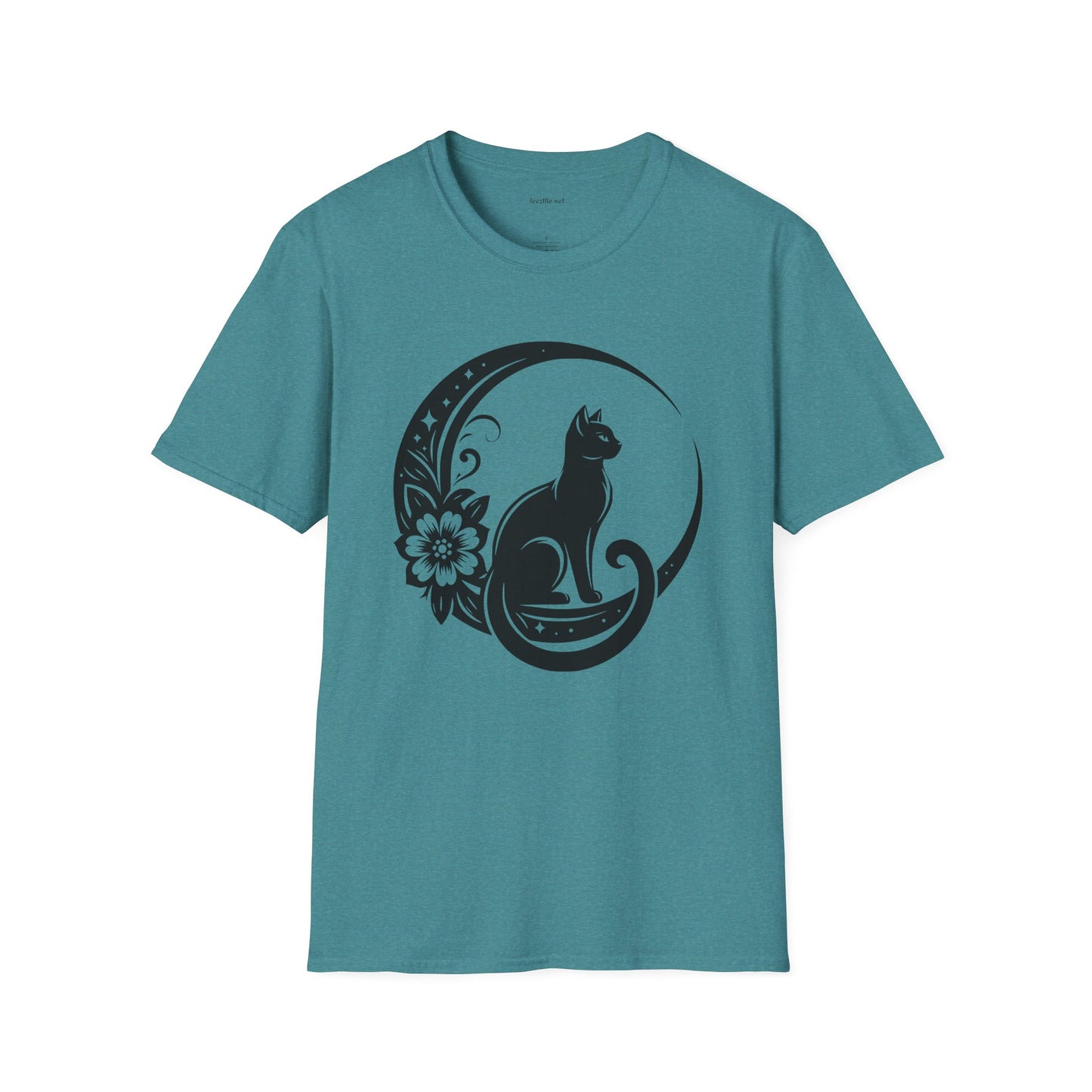 Crescent Moon Cat - Unisex Softstyle T-Shirt 100% Cotton Graphic