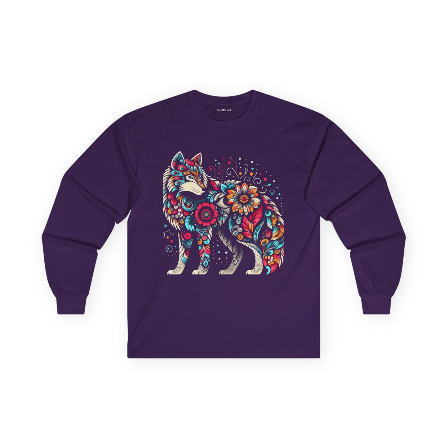 Wolf Floral1 Unisex Ultra Cotton Long Sleeve Tee