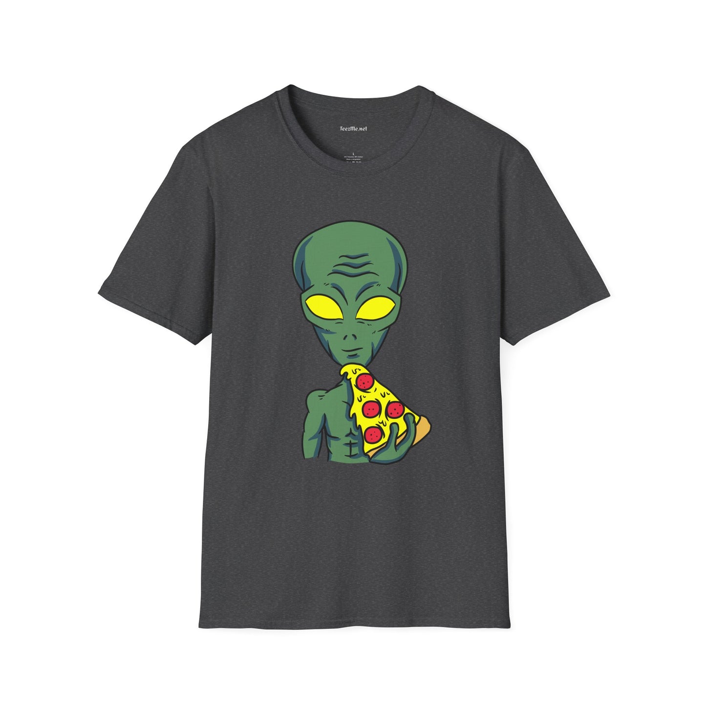Alien Eating Pizza  Unisex Softstyle T-Shirt 100% Cotton Graphic