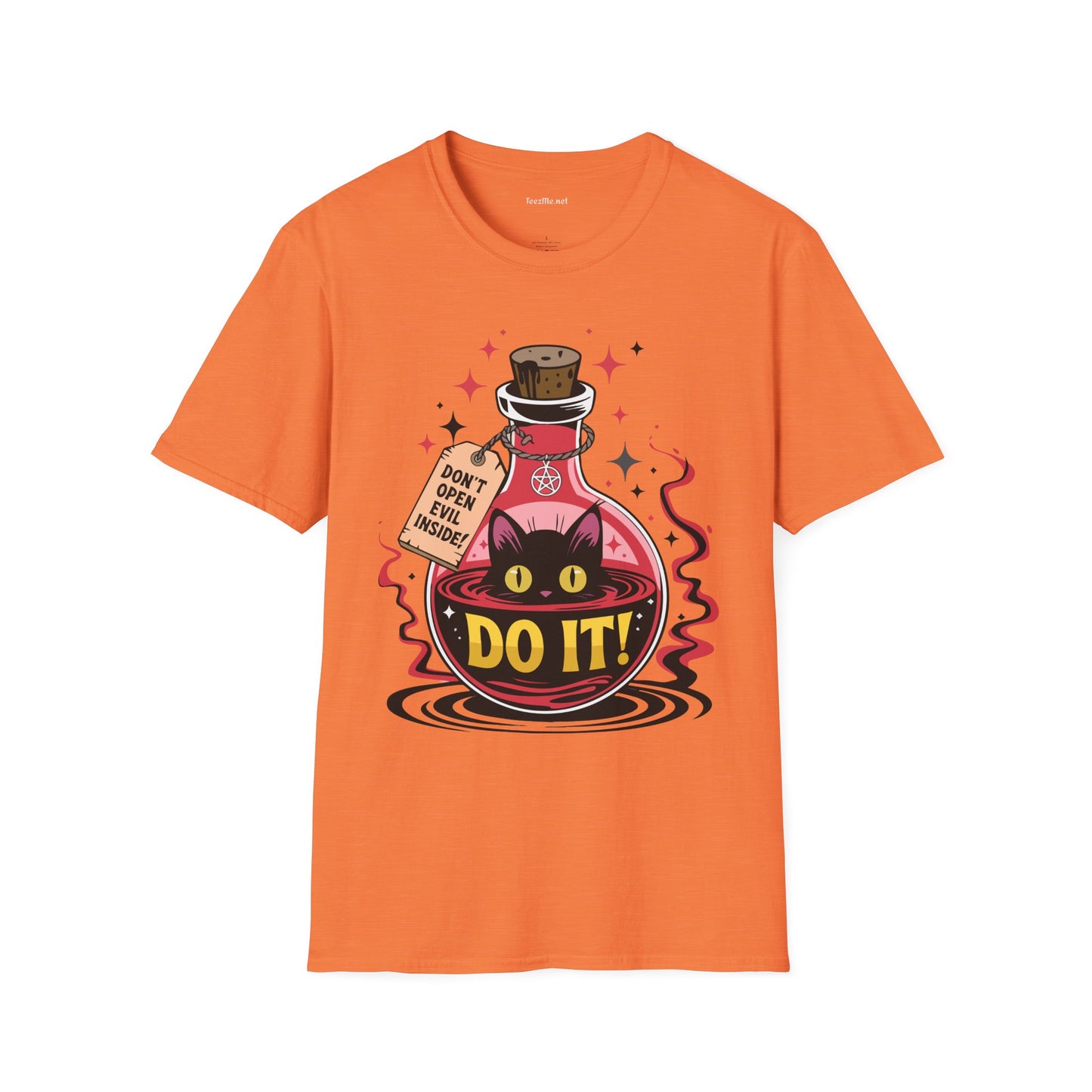 Evil Cat Inside Unisex Softstyle T-Shirt 100% Cotton Graphic