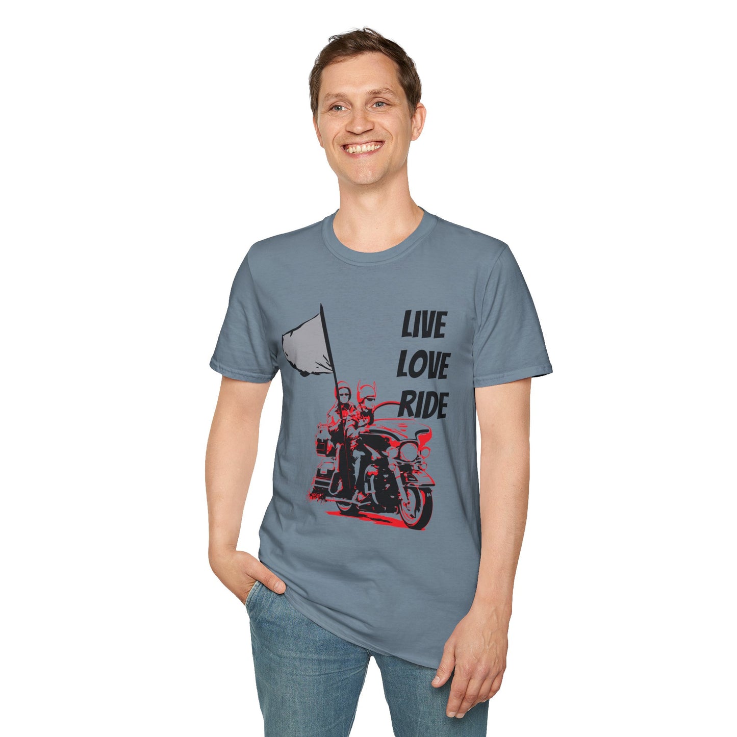 Live Love Ride - Unisex Softstyle T-Shirt 100% Cotton Graphic Motorcycle Harley
