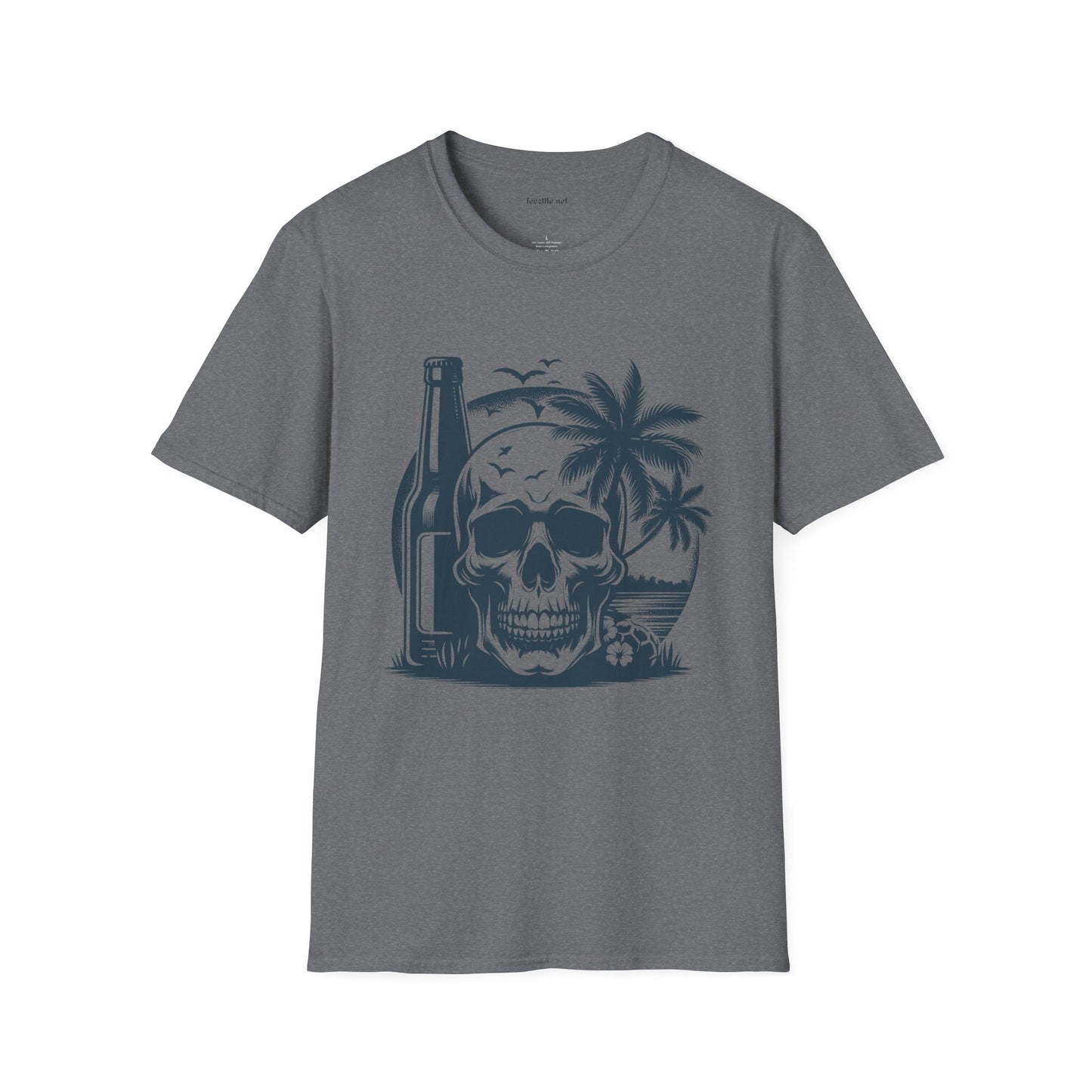Skull with Beer 02 Unisex Softstyle T-Shirt 100% Cotton