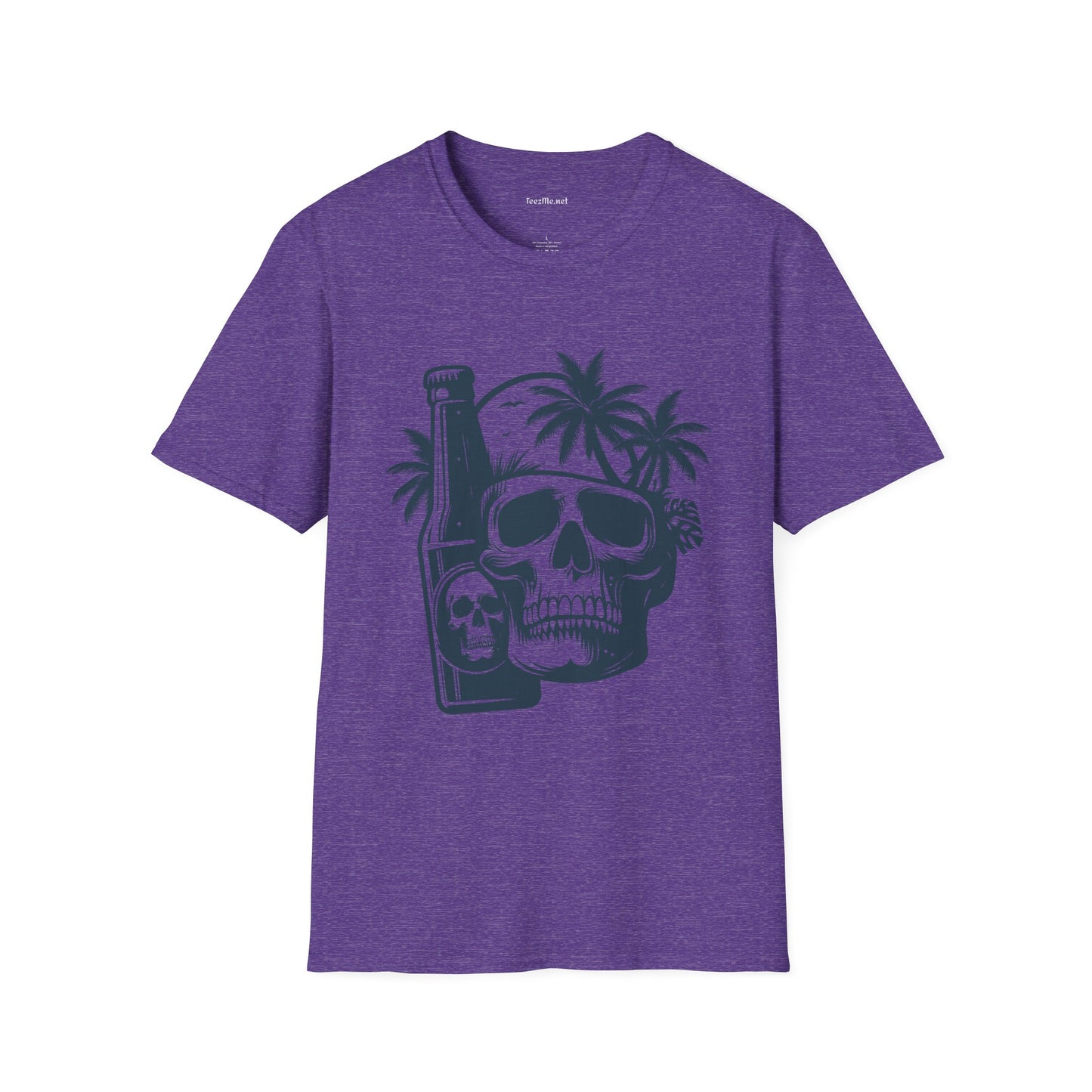 Skull with Beer 01 Unisex Softstyle T-Shirt 100% Cotton
