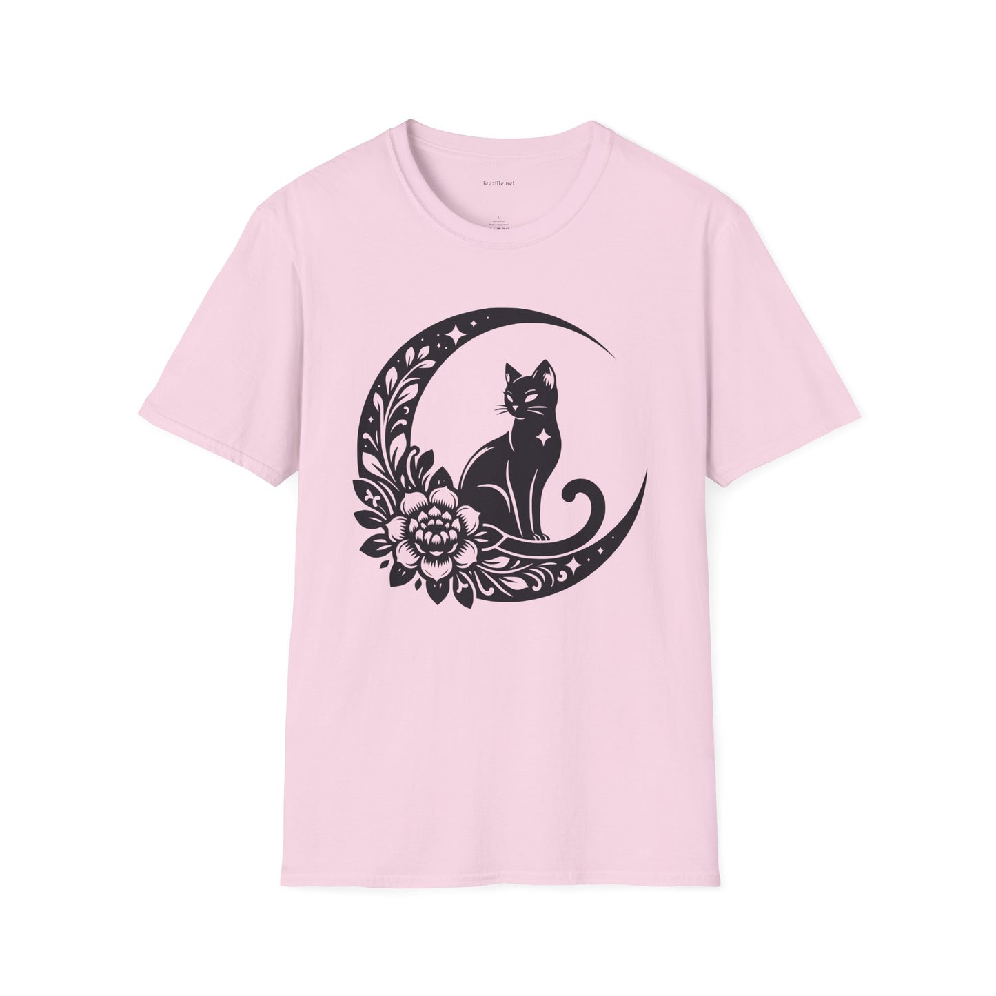 Crescent Moon Star Cat - Unisex Softstyle T-Shirt 100% Cotton Graphic