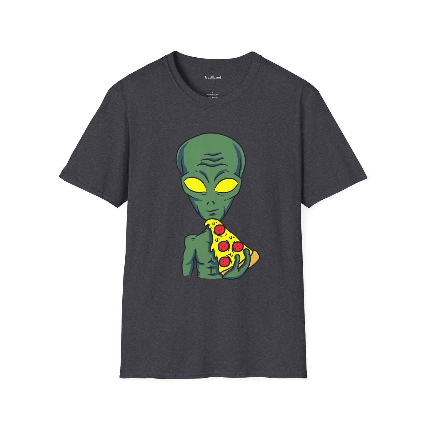 Alien Eating Pizza  Unisex Softstyle T-Shirt 100% Cotton Graphic