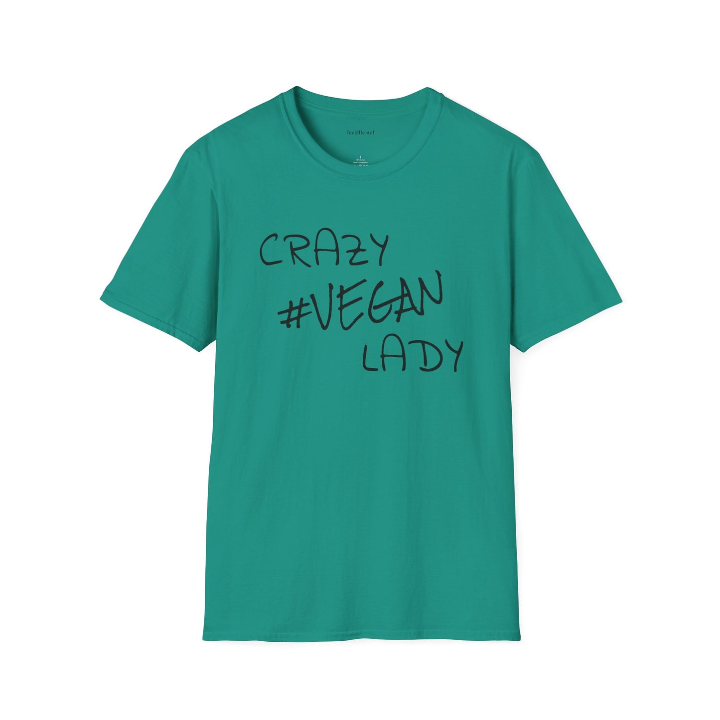 Crazy #Vegan Lady Unisex Softstyle T-Shirt 100% Cotton Graphic