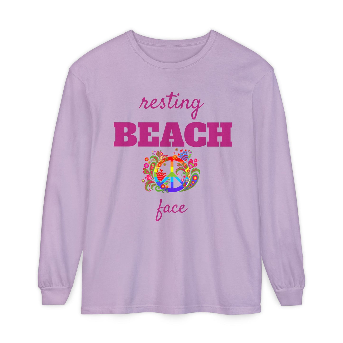 Resting Beach Face - Unisex Garment-dyed Long Sleeve T-Shirt