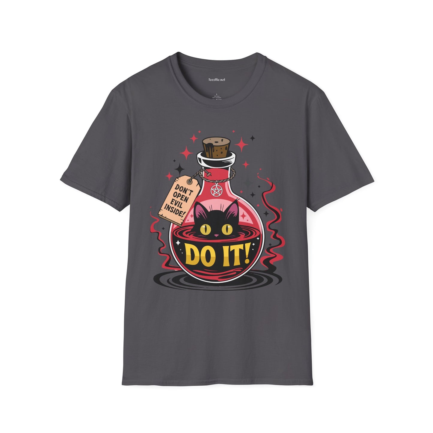 Evil Cat Inside Unisex Softstyle T-Shirt 100% Cotton Graphic