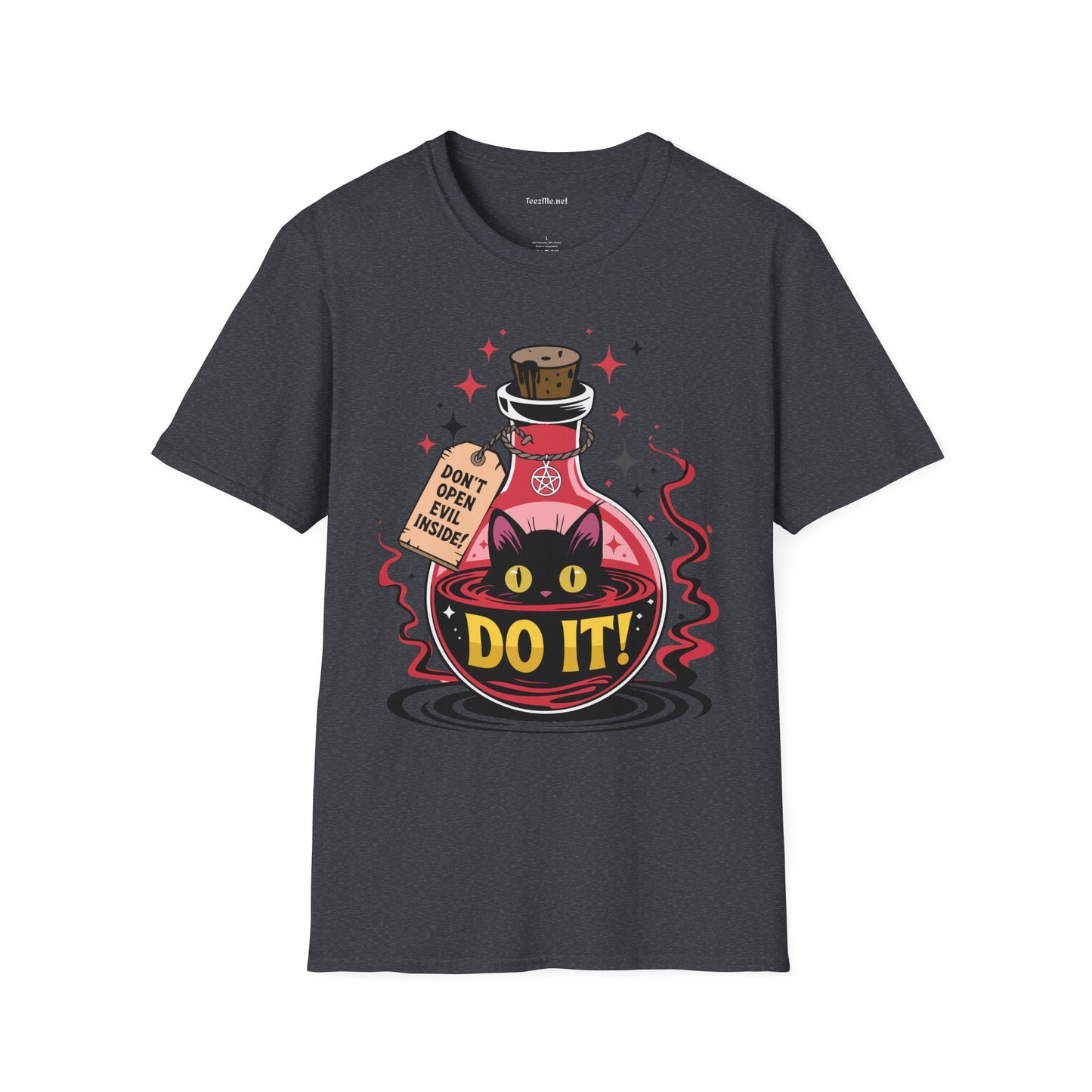 Evil Cat Inside Unisex Softstyle T-Shirt 100% Cotton Graphic