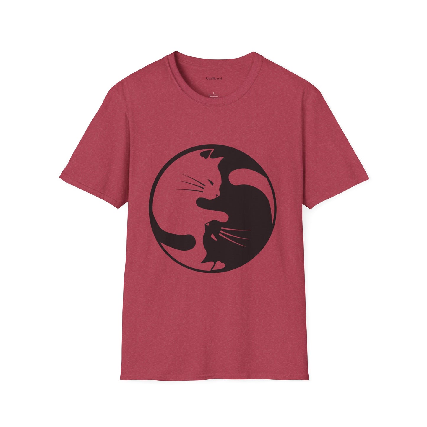 Yin Yang Cat3 Unisex Soft T-Shirt 100% Cotton Graphic