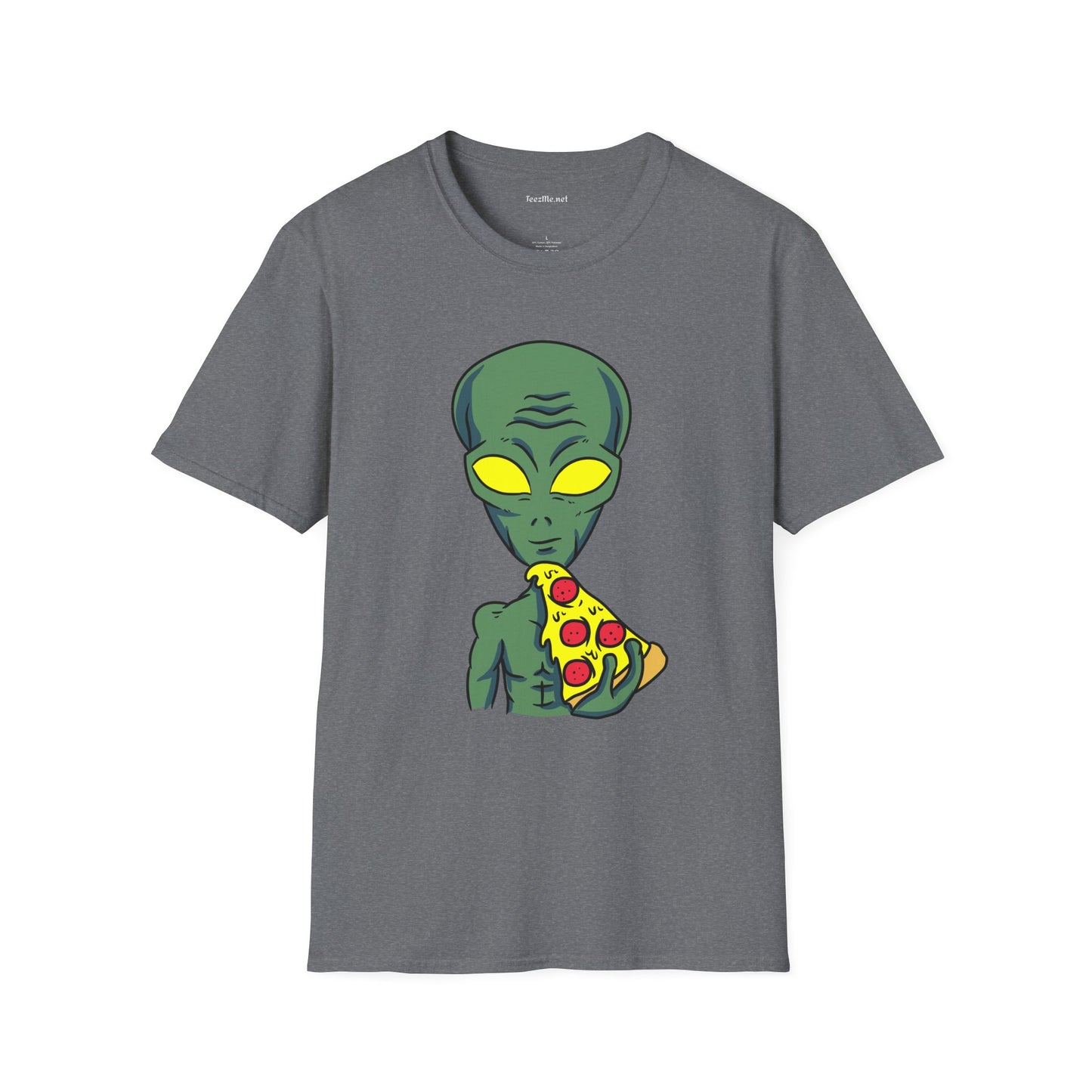 Alien Eating Pizza  Unisex Softstyle T-Shirt 100% Cotton Graphic