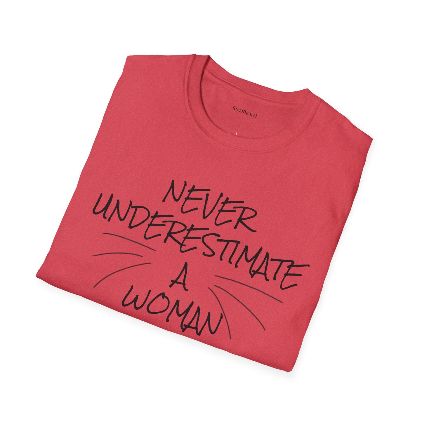 Never Underestimate a Woman with Cats - Unisex Softstyle T-Shirt 100% Cotton Graphic